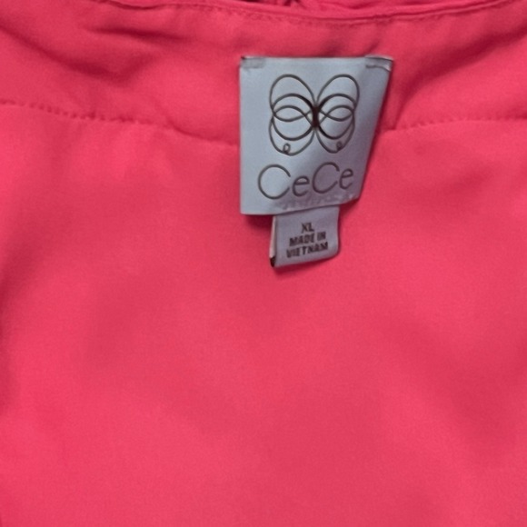 CeCe Bright Pink Maxi Dress XL Ruffle Tiered Sleeveless Flutter Summer Wedding - Picture 6 of 6